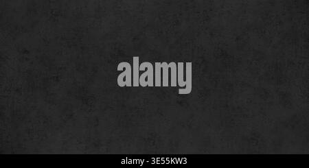 Black old concrete wall widescreen texture. Dark rough shabby cement surface. Abstract grunge banner textured background Stock Photo