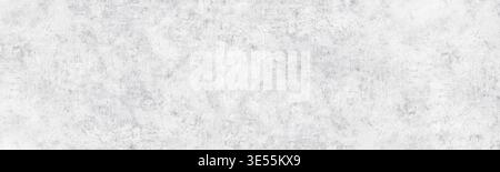 White washed fine textured concrete wall wide long texture. Whitewashed rough shabby cement surface. Light grunge panoramic banner background Stock Photo