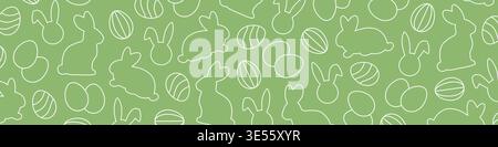 Easter banner with bunnies and eggs - vector illustration Stock Vector