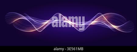 AI Wave Data Flow Digital Transformation Neural Firing Ray. Abstract Bio Technology Background with Glowing Waving Lines. Neon Digital Light Backdrop Stock Vector
