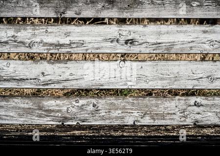 Old weathered white wooden fence Stock Photo