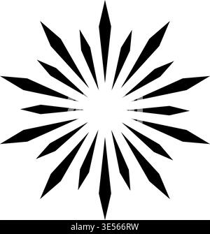 Abstract sunburst shape with radiating sharp lines creating a dynamic star graphic, representing burst, light, and impact Stock Vector