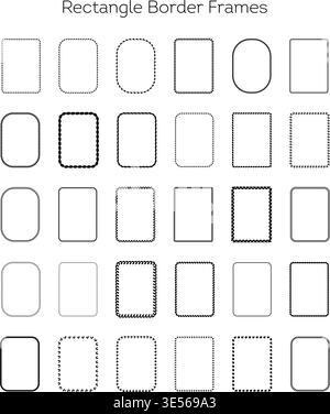 Abstract Rectangle Border Frames Set Vector Illustration Decorative Dot Line Frames Collection Stock Vector