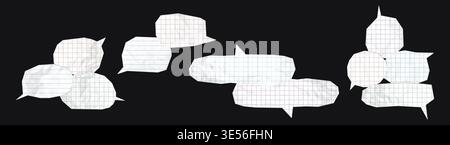 Speech bubbles lined graph crumpled paper set vector illustration Stock Vector