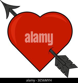 Wedding card. Valentine's Day. Heart with an arrow. Romantic declaration of love Stock Vector