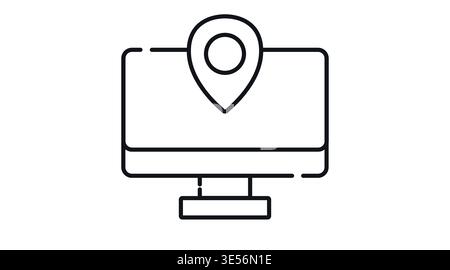 Desktop computer with location pin icon on screen Stock Vector