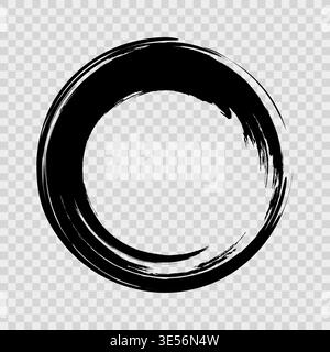 Transparent background. Difficult circle drawn with a brush. Frame. Grunge Stock Vector