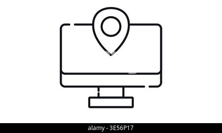 Desktop computer with location pin icon on screen Stock Vector