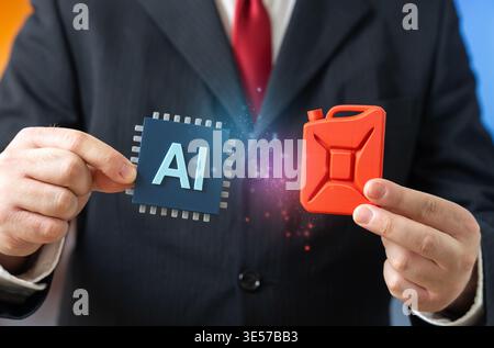 AI helps resolve fuel crisis through smarter refining processes. Technology improves efficiency. Smart management, data analysis, innovation optimize Stock Photo