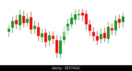 Stock trade chart. Trading graph. Red candle forex market isolated on white background. Candlestick investment finance. Stockmarket price. Falling Stock Vector