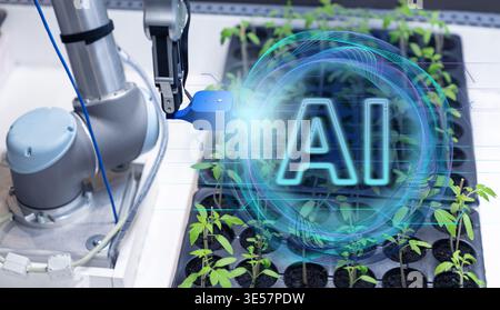 Using artificial intelligence in precision agriculture. Smart farming concept. Stock Photo
