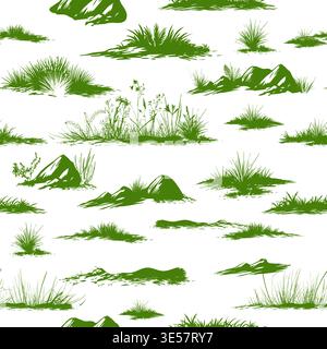 Seamless grass print pattern . Hand drawn. Not AI, vector illustration. Stock Vector