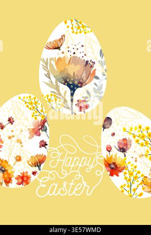 Happy Easter. Egg Card Hand drawn. Not AI, vector illustration Stock Vector