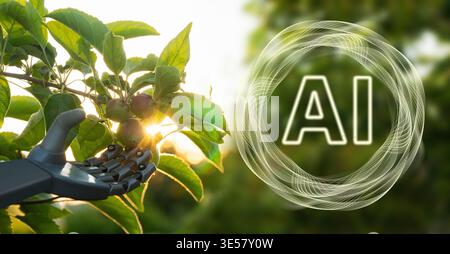 Using artificial intelligence in precision agriculture. Smart farming concept. Stock Photo