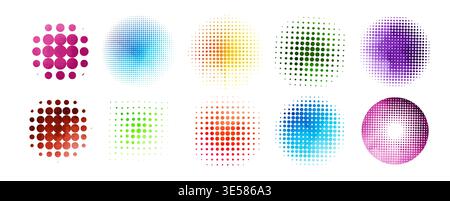 Halftone colored object set . Not AI, vector illustration. Stock Vector