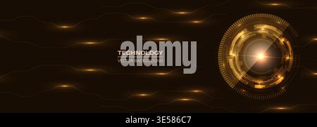 Cyber ring on abstract background, glowing concentric circle with high technology eye interface. Stock Vector