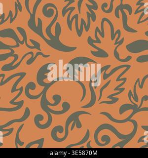 Seamless blooming floral pattern based on hand drawn art ornaments. Colorful flowers on color background. Vector illustration. Simple minimalistic Stock Vector