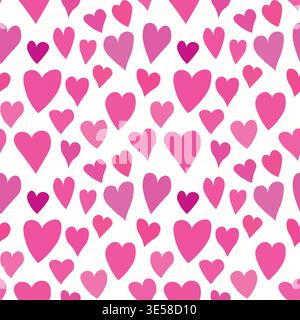 Seamless pattern with color hearts. Template holiday vector illustration. Design for card, postcard, poster, print, banner. Cartoon colorful hearts on Stock Vector