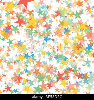 Bright Color stars confetti background. Splash effect banner. Vector abstract illustration with blurred drops of rain for wallpaper, wrapping paper Stock Vector