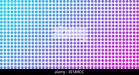 Neon dot gradient bg. Blue, pink and purple circle gradient background. Abstract digital pattern with circle elements grid. Vibrant cyber futuristic Stock Vector