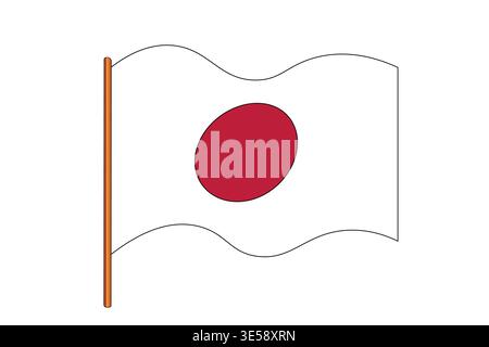 Flag of Japan. Japanese national symbol in official colors. Template icon. Abstract vector background Stock Vector