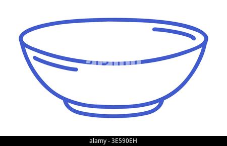 Kitchen bowl in outline icon style. Hand drawn icon. Outline vector isolated illustration.  Stock Vector