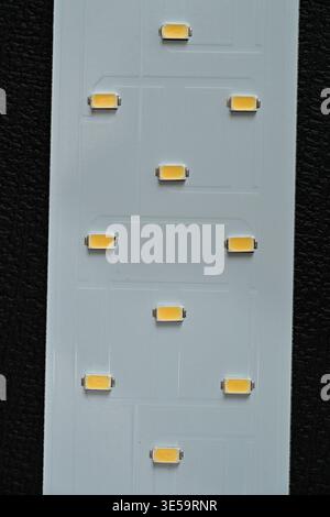 LED printed circuit board (PCB) module, a core component in modern energy-efficient lighting solutions. Stock Photo