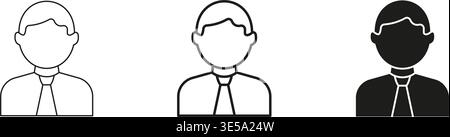 Business Professional Avatar Line And Solid Icon Set. Corporate Identity, Employee and Office Worker Symbol Collection. Isolated Vector Illustration Stock Vector