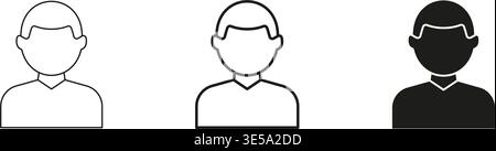 User Avatar Profile Line And Solid Icon Set. User Identification, Account Representation, And Profile Picture Outline And Silhouette Symbol Collection Stock Vector