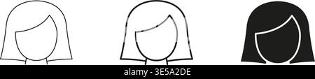 Female Avatar Line And Solid Icon Set. User Profile, Identity, And Social Media Outline And Silhouette Symbol Collection. Isolated Vector Illustration Stock Vector