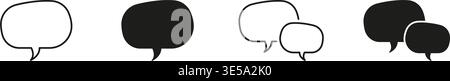 Speech Bubble Line And Solid Icon Set. Communication, Dialogue, And Messaging Outline And Silhouette Symbol Collection. Conversation And Interaction Stock Vector