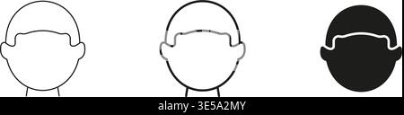 Person Male Face Line And Solid Icon Set. Male Avatar Profile Outline And Silhouette Symbol Collection. Isolated Vector Illustration Stock Vector