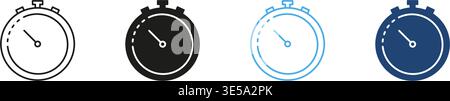 Stopwatch Icon Set. Time Management, Precision Timing, And Countdown Tracking Symbol Collection. Versatile Design For Sports, Events, And Productivity Stock Vector
