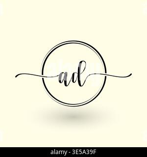 AD letter circle line logo Stock Vector