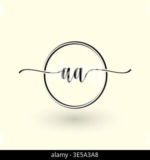 AA letter circle line logo Stock Vector