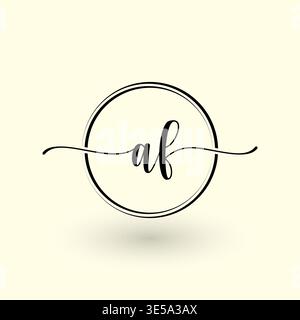 AF letter circle line logo Stock Vector