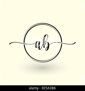 AB letter circle line logo Stock Vector