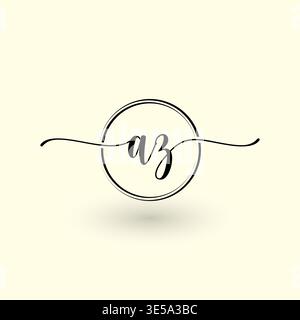 AZ letter circle line logo Stock Vector