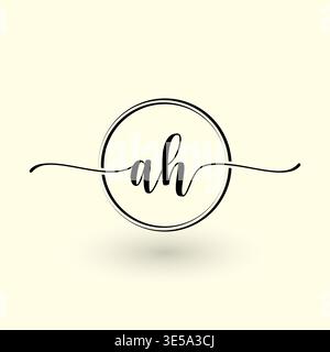 AH letter circle line logo Stock Vector