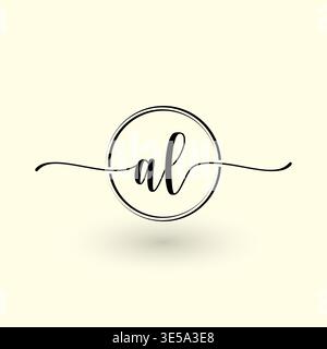 AL letter circle line logo Stock Vector