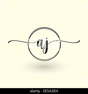 AJ letter circle line logo Stock Vector
