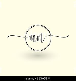 AN letter circle line logo Stock Vector
