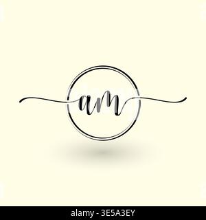 AM letter circle line logo Stock Vector