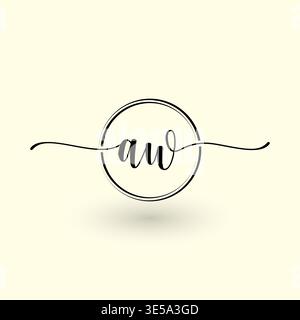 AW letter circle line logo Stock Vector