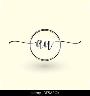 AU letter circle line logo Stock Vector