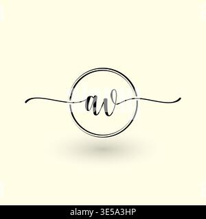 AV letter circle line logo Stock Vector