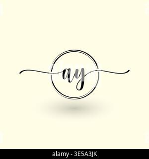 AY letter circle line logo Stock Vector