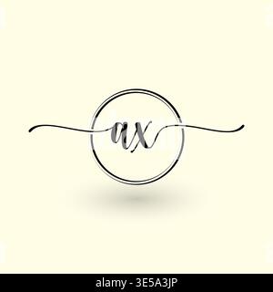 AX letter circle line logo Stock Vector