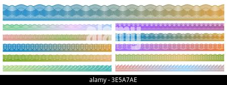Rainbow security guilloche border frames, dividers Stock Vector