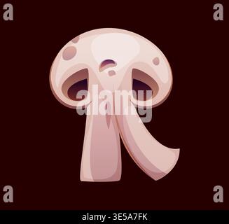 Cartoon letter R as sliced champignon mushroom Stock Vector